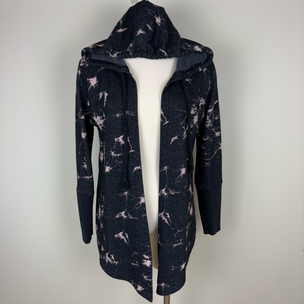 Rusty Women's‎ Black Splatter Print Hoodie Open Front Size 10 Y2K Skater Surfer